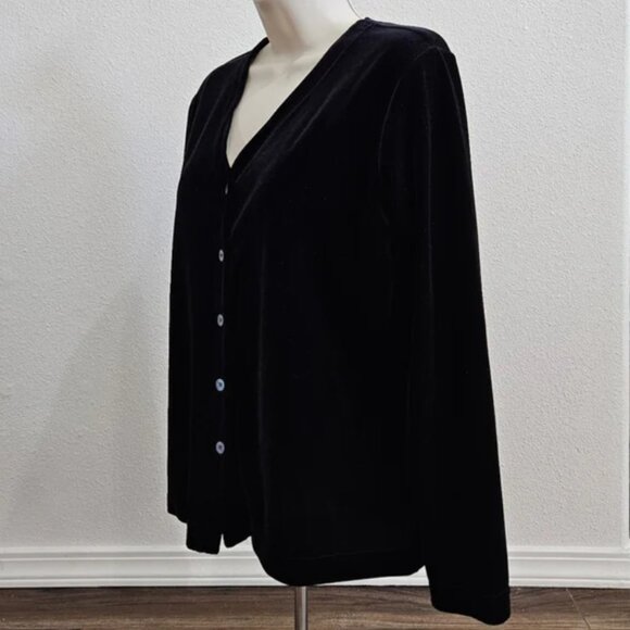Karen Kane Black Velour Cardigan Sweater - Picture 3 of 7
